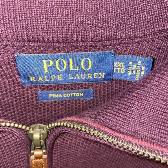 Polo Ralph Lauren Men’s Pullover Sweater Size 2XL Burgundy Pima Cotton Going Out - Picture 2 of 12